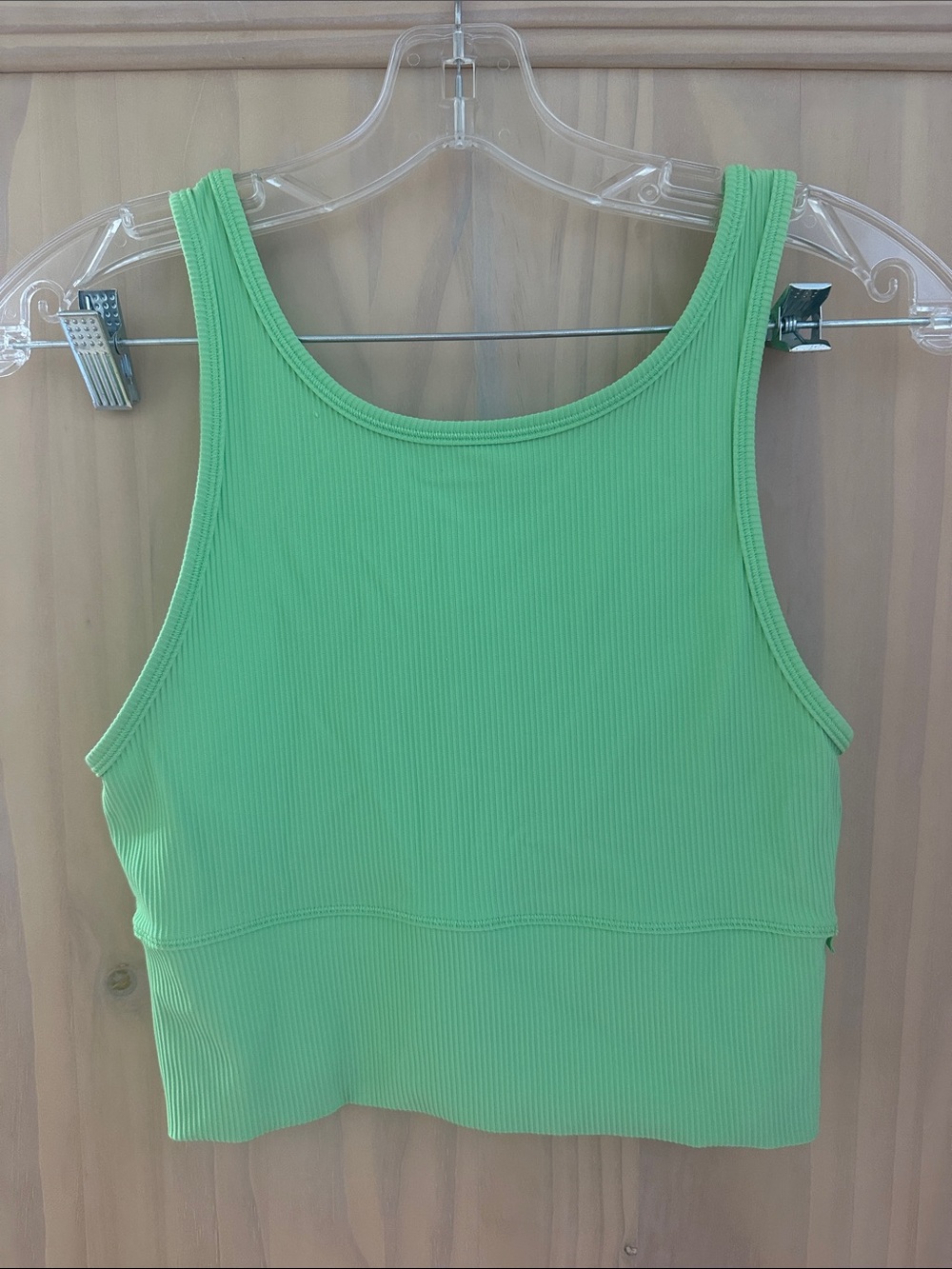 Lululemon Green Ribbed Power Pivot Tank Top